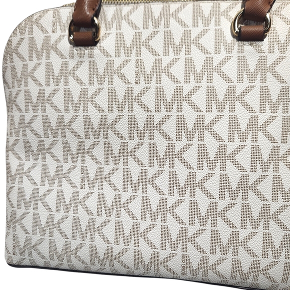 A. Michael Kors- Cindy Dome Vanilla Signature Satchel - Picture 7 of 7